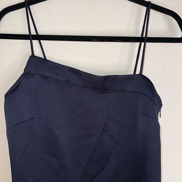 Banana Republic Limited Edition Womens 6 Navy Satin Asymmetric Modern Camisole - Picture 2 of 9